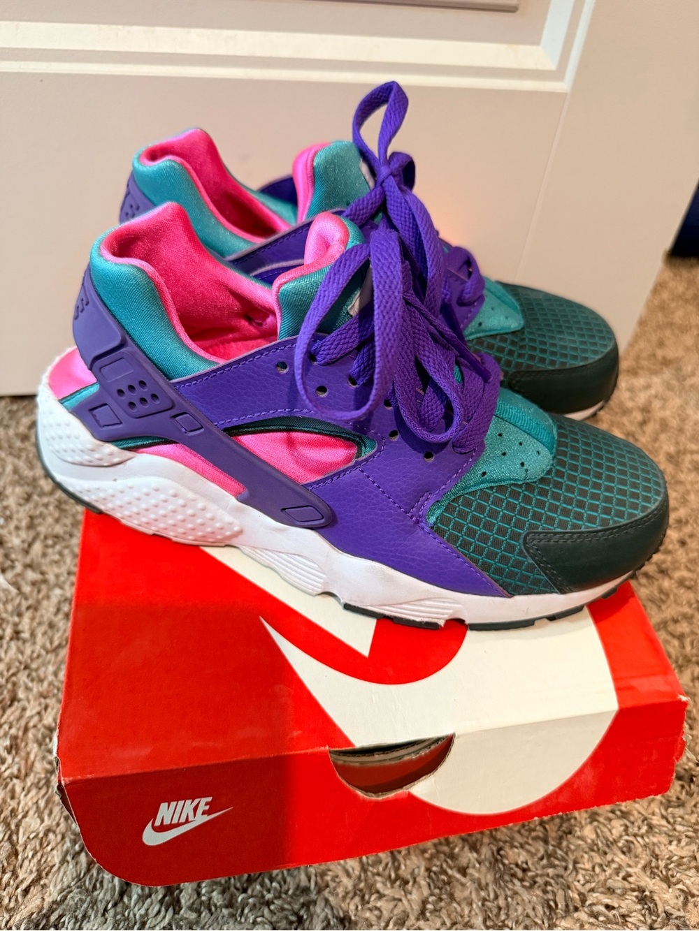Nike Huarache Run Purple/Teal/Pink Athletic Sneakers